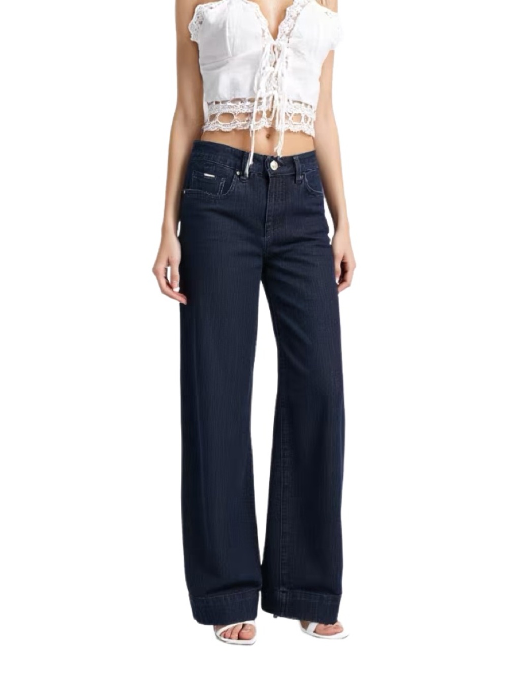 French Dressing  FDJ Olivia High-Rise Wide Leg Jeans in Dark Navy Size 6